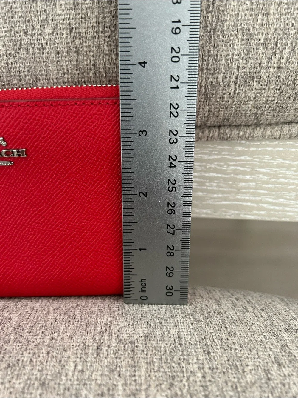 Coach Red Zip-Around Leather Wallet with Silver Hardware